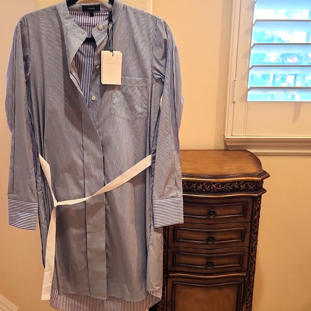 NWT Theory Blue Striped Long Sleeve Dress